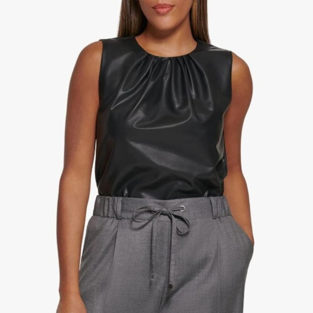 Calvin Klein Women's Pleat Neck Sleeveless Blouse Size 2 - N.W.T.